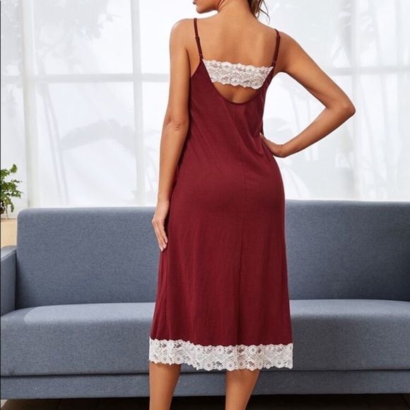 New Burgundy Red Lace Nightgown​ - Picture 2 of 6